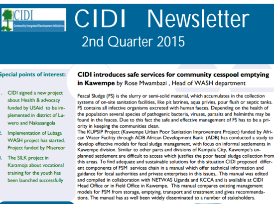 CIDI Newsletter  2nd Quarter 2015