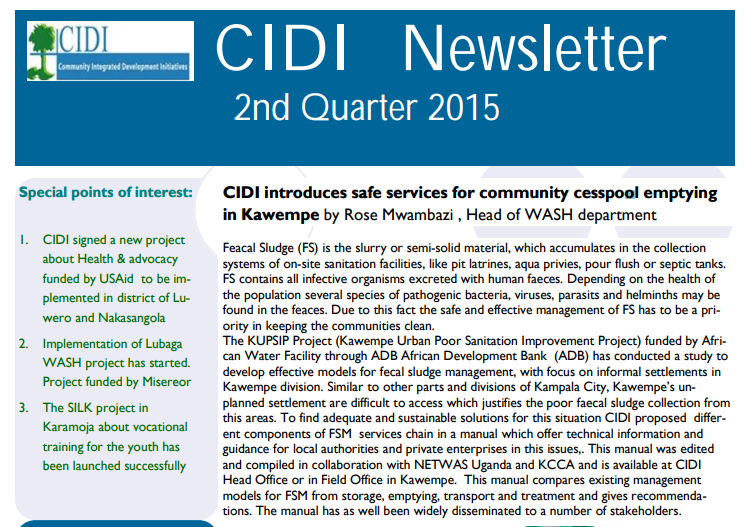 CIDI Newsletter  2nd Quarter 2015