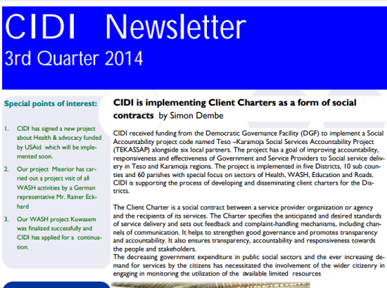 CIDI Newsletter 3rd Quarter 2014