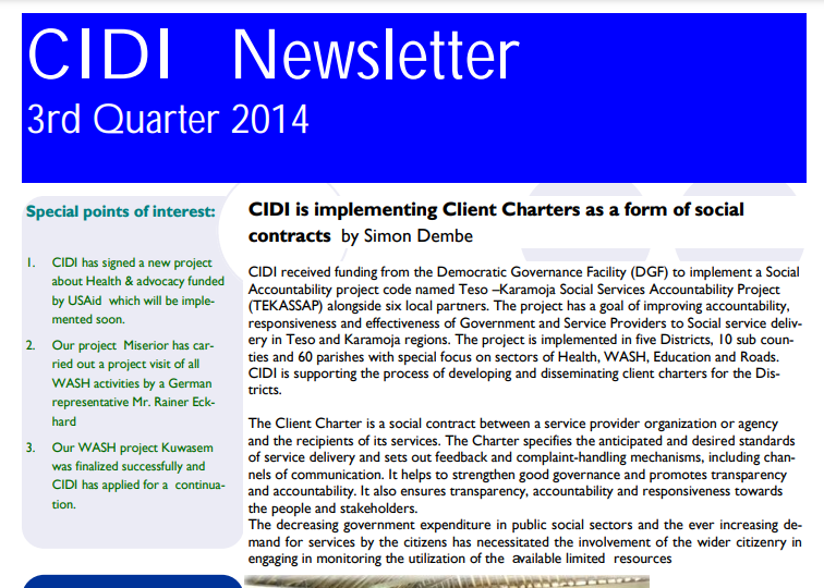 CIDI Newsletter 3rd Quarter 2014